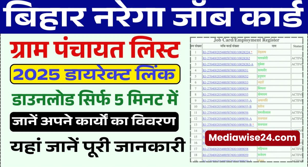 Bihar NREGA Job Card List Check Online